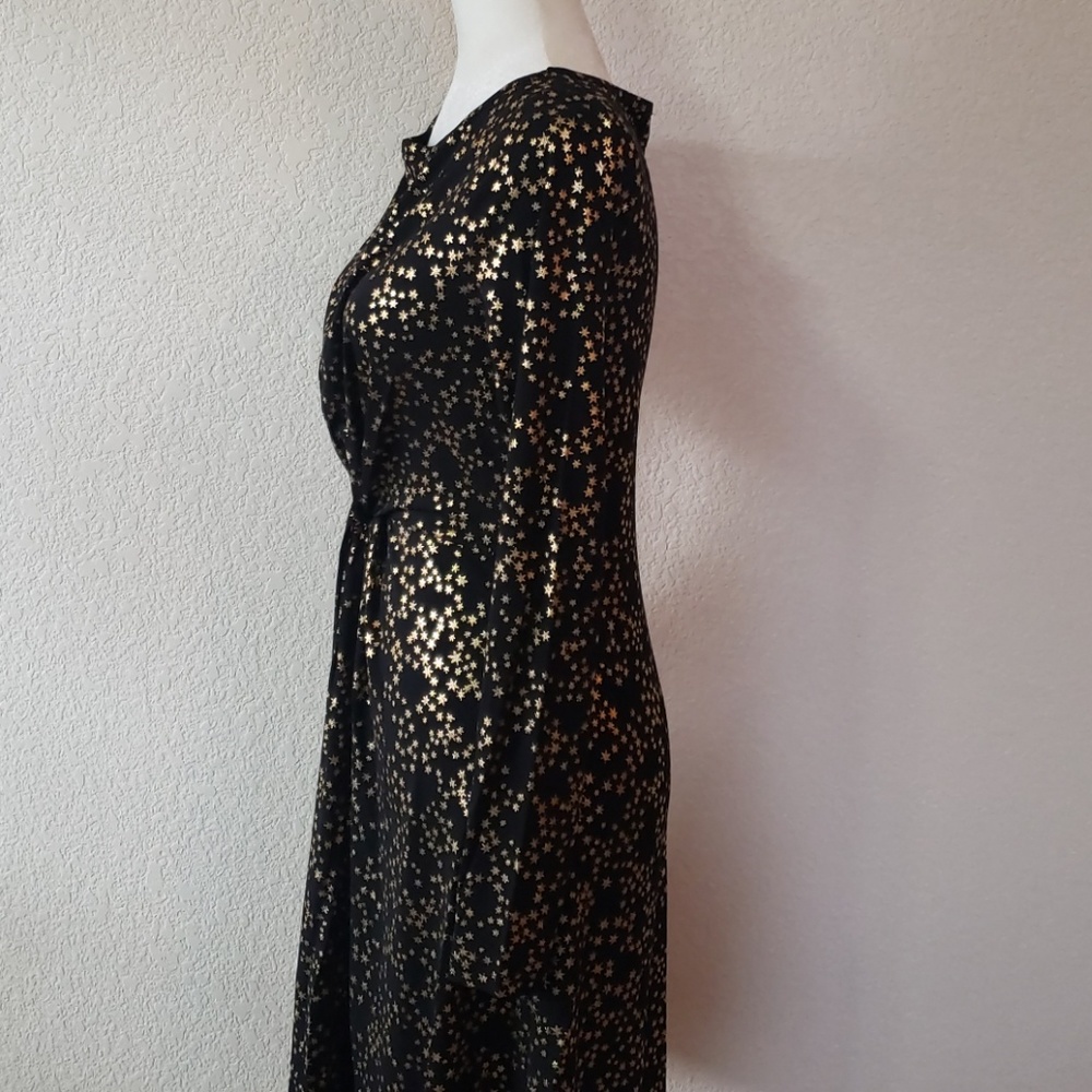 Michael Kors Black & Gold Metallic Stars Print Dress Size S - Picture 6 of 8